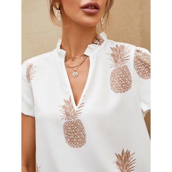 SALE 👌NEW!! Size 6 Pineapple Print Blouse - Picture 3 of 3